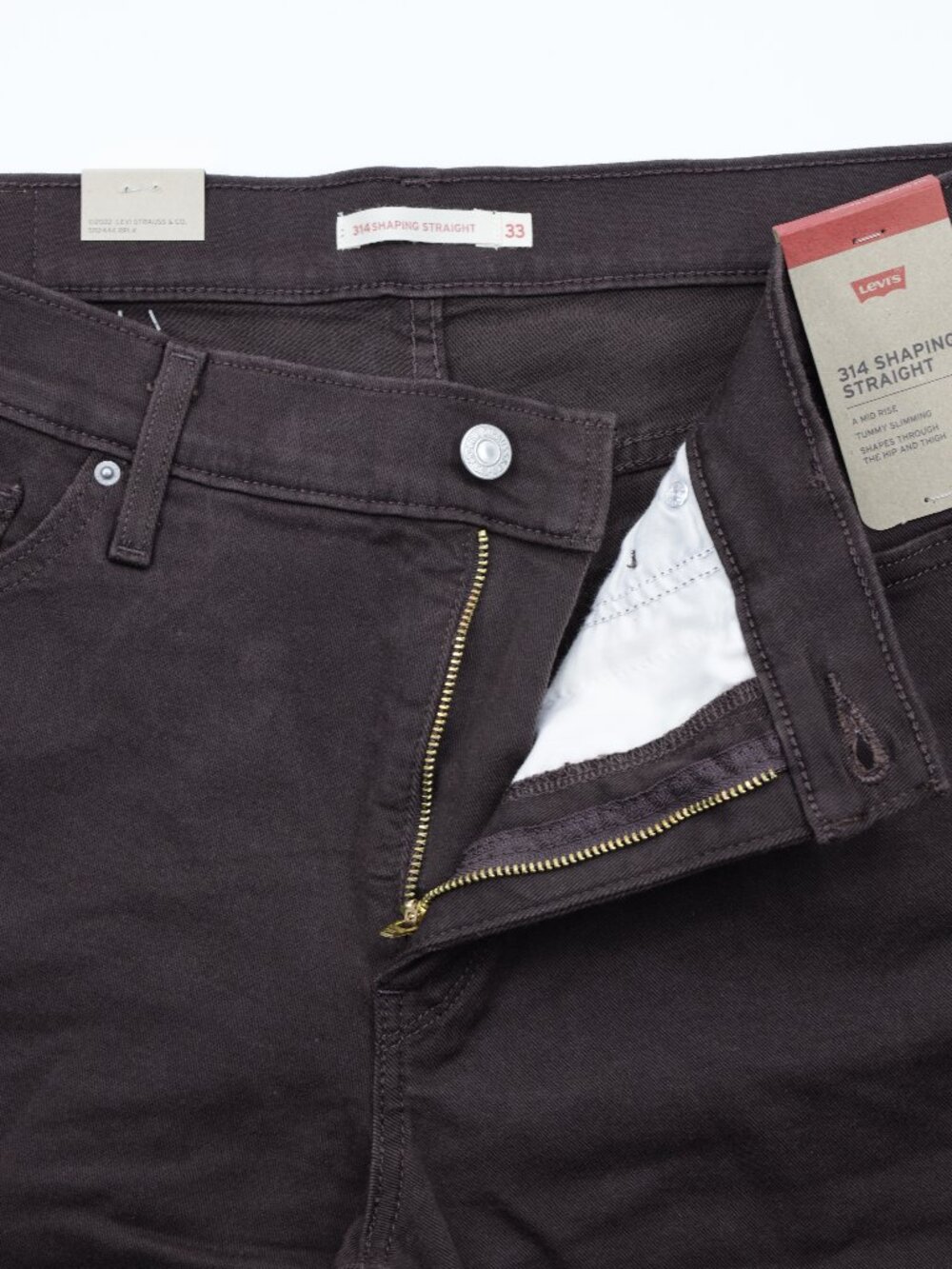 Levi's 314 Women's Shaping Straight Comfort Stretch Denim Jeans Brown Size 32X32 - Picture 9 of 12